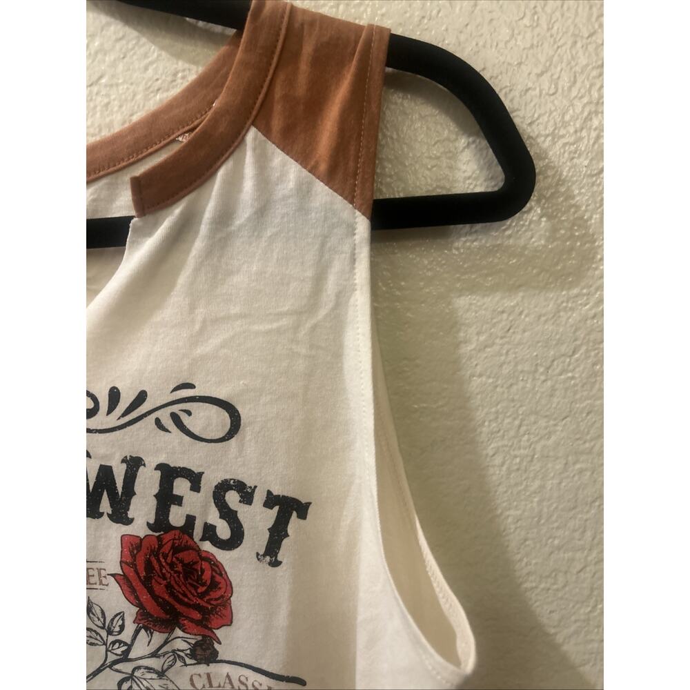 No Comment Juniors Wild West Crop Cute Summer T-shirt Medium Sleeveless NWT - Picture 2 of 6